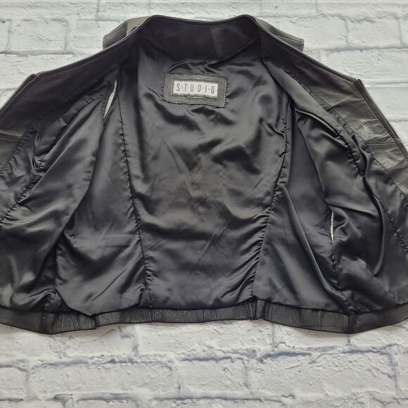 Siena Studio Black Zip Front Leather Vest size M/L - Picture 10 of 10